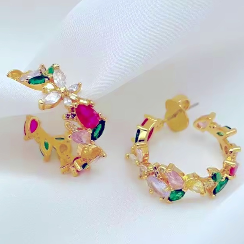 KATE SPADE NEW YORK ♠️ GREENHOUSE FLORAL HOOP EARRINGS 💐🌸🌷🌻 - Picture 4 of 9